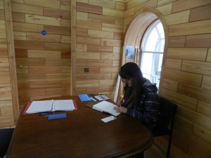 Me taking notes inside the new archive study room.