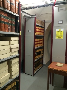Some of the bound documents at the Central Archives.