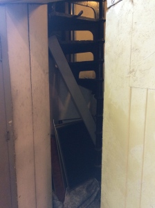 Hidden staircase in the reference room.