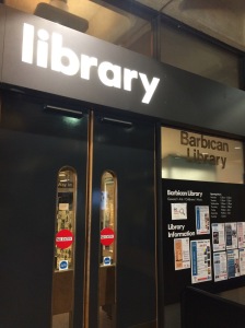 Entrance to the library in the Barbican Arts center. 